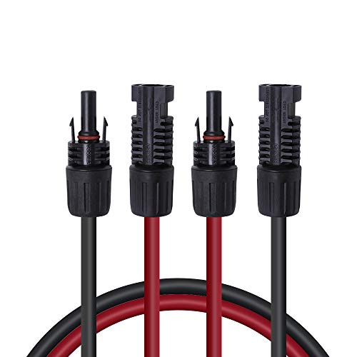 Renogy 20FT 12AWG Solar Panel Extension Cable with Female and Male Connectors, 20Ft. 12AWG, 1 Pair 20' 12 Gauge Red and Black 20FT12AWG