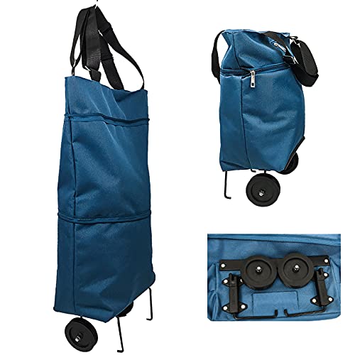 Chariot de courses 2 en 1 à roulettes pliable, réutilisable, étanche, sac de grande capacité pour supermarché, shopping, voyage, pique-nique (Noir) Cover