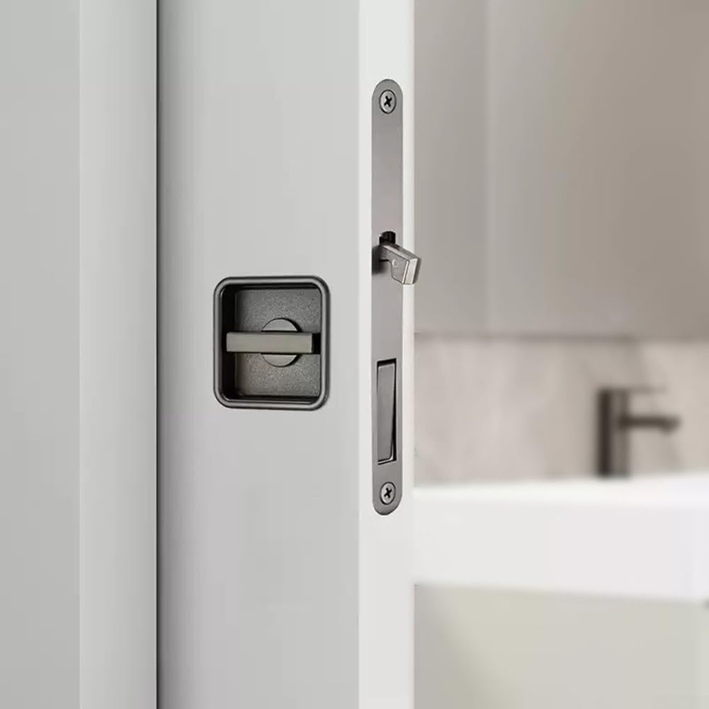 Sliding Door Lock for Home Use Pocket Door Lock with Invisible Design and Smooth, Silent Operation (Rose Gold)