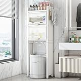 Almacenamiento multifuncional: Utilizando los estantes superiores proporcionados por los muebles de baño verticales, puede colocar suministros de limpieza, artículos de tocador o accesorios de baño, mientras que los armarios inferiores pueden contener detergentes, toallas u otros suministros de limpieza menos utilizados.