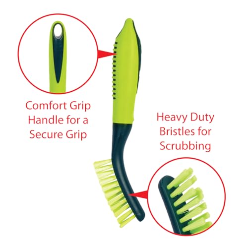 Image of Pine-Sol Scrub Brush Set - Long Handle Cleaning Brushes with Heavy Duty Bristles and Comfort Grip - Scrubbers for Kitchen, Household, and Dishwashing, 3 Pieces