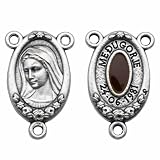 Rosario de medalla de la Virgen María Medugorje, conector para centro de mesa, paquete de 2, tono plateado