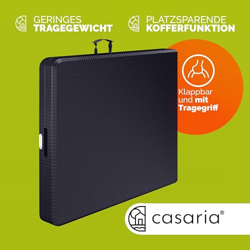 Casaria® Gartentisch klappbar Polyrattan Campingtisch 180x75cm Wetterfest Tragegriff Klapptisch Kunststoff Tisch Garten Balkon Camping Buffettisch Schwarz