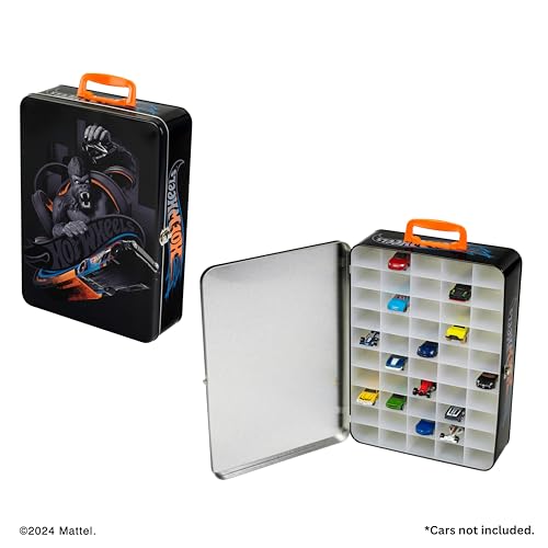 Theo Klein 2881 Hot Wheels Sammelkoffer I Metallkoffer für bis zu 50 Autos I Praktische Unterteilungen I Maße: 37,5 cm x 26 cm x 8,5 cm I Spielzeug für Kinder ab 3 Jahren, Dunkelgrau
