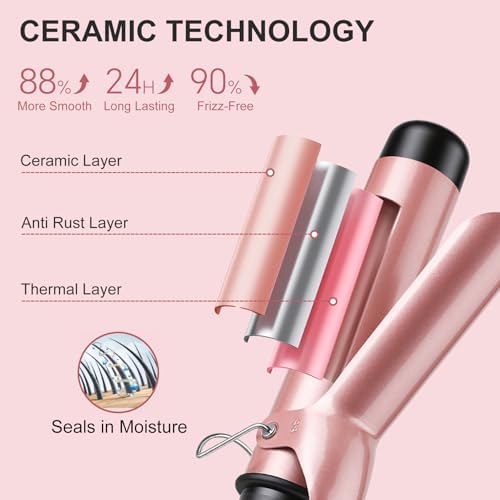 Curling Iron 1 1/2 for Long Hair, 1.5 Inch Hair Curler Wand with Ceramic Large Barrel, 14 Adjustable Temperature 210-450℉ Creates Loose Curls, Dual Voltage for Travel — view 4