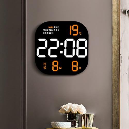 Horloge murale numérique LED avec télécommande et grand écran de table - 5