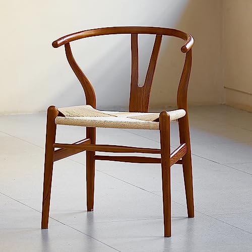 Theokleia Wishbone Chair, Mid-Century Modern Solid Wood Dining Room Chairs, Y Shaped Armchairs With Hemp Seat For Kitchen/Living Room/Bedroom/Balcony(Walnut) #TOP1