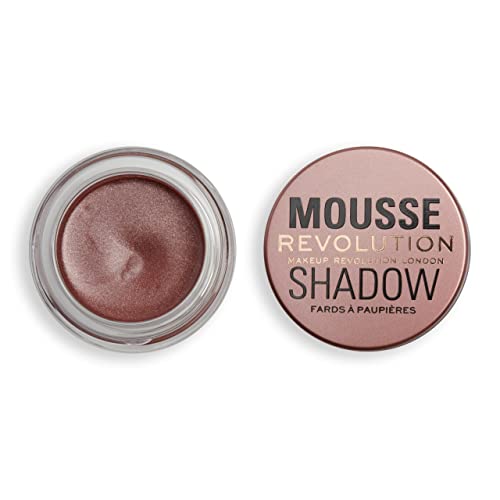 Makeup Revolution Mousse Shadow, cremige Farbe für Wangen & Augen, aufgeschlagene, leichte Formel, Creme-zu-Pulver, Amber Bronze, 4g