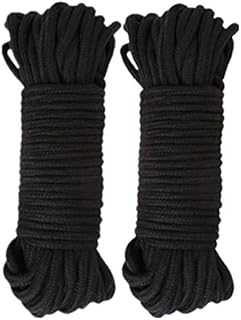 LVE 2Pack 10 M/33 Feet 8 MM All Purpose Rope Soft Cotton Rope Cord Thick Cotton Twisted Cord (Black)