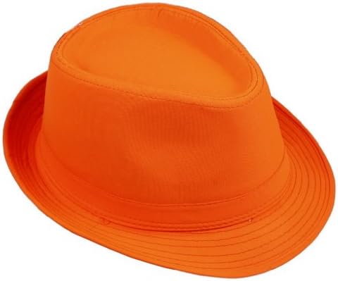 Orien Unisex Men Women Fedora Trilby Hat Solid Color Sun Jazz Cap Orange