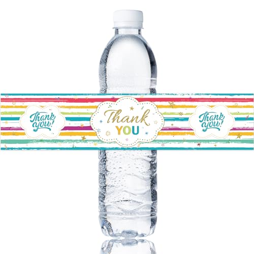 Maicaiffe Thank You Water Bottle Stickers, Thanks Theme Father's Day and Mother's Day Water Bottle Labels, Thank You Staff Teachers Doctors Party Stickers Decoration Supplies 32 Stickers
