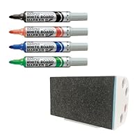 Pentel Maxiflo Whiteboard Marker & Magnetic Eraser Set Medium Bullet Point Nib Assorted Colour Ink (YMWL5-4E)