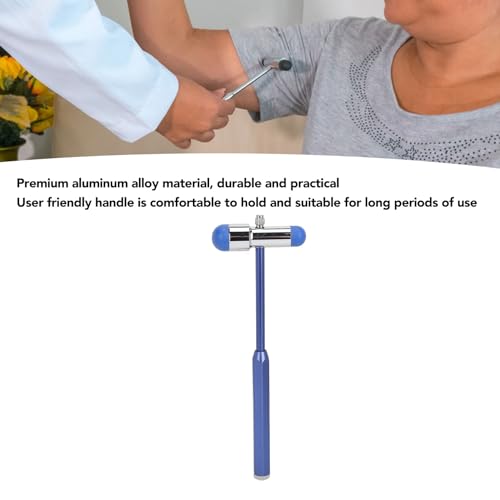 Fyearfly Neurologischer Reflexhammer, Tromner Reflexhammer aus Aluminiumlegierung,Neurologischer Reflexdiagnosehammer mit Humanisiertem Griff für Reflextests (Blau)