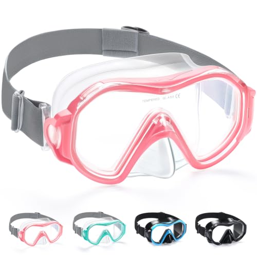 Supertrip duikbril voor volwassenen met neusbescherming, verstelbare stoffen band, 180° panoramisch HD gehard glas , snorkelbril, duikmasker voor heren, dames en jongeren