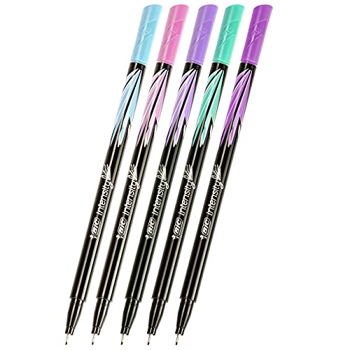 Caneta Hidrografica BIC Intensity Pastel, 5 Cores, Ponta Ultra Fina de 0.4mm, 930854, Precisão no Tr