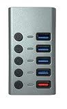 Maxtrack CH10L 5-portowy hub USB 3.0 przełączany pojedynczo srebrno-szary