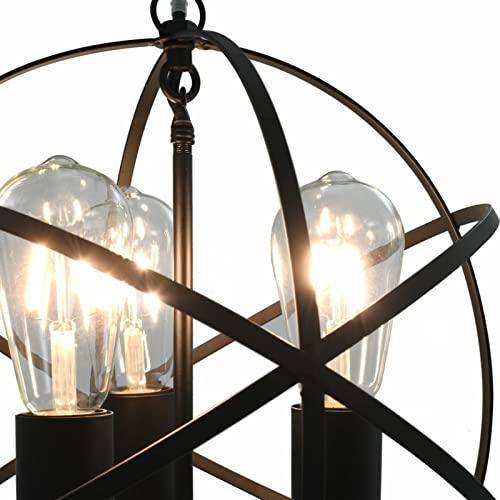 Lampe Suspendue 3 Ampoules E27 Style Industriel Noir pour Salon