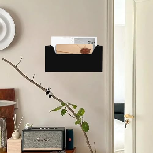 Acrylic Mail Holder Organizer Box for Desk Countertop Wall Mount Black by Weiai - Image 3