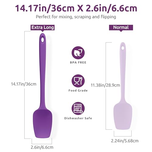 Image of U-Taste 14 inch Long Silicone Spoonula, 600F High Temp Spoon Spatula, Purple