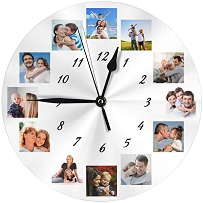 Personalised Photo Clock, Personalized Round Clock with Photo Text, Custom Round Clock, Customized Wall Clock Gift for Mother Father Family Christmas Xmas Wedding Valentines Day Birthday Anniversary