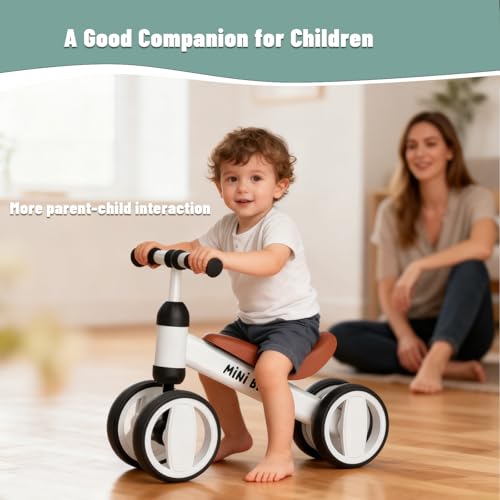 Image of SIMATE Balance Bike Toys for 1 Year Old Boys Girls, 12-24 Month Toddler Ride on Toys, 4 Silent Wheels & Soft Seat, First Birthday Gifts for Baby Girls Boys