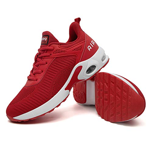 Women Air Athletic Running Shoes - Air Cushion Shoes for Womens Mesh Sneakers Fashion Tennis Breathable Walking Gym Work Shoes Red Size 5.5