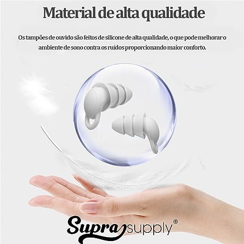 Tampão De Ouvido Abafador Ruídos Diminui Ronco Barulho Ideal para Natação Dormir Estudar (Branco)