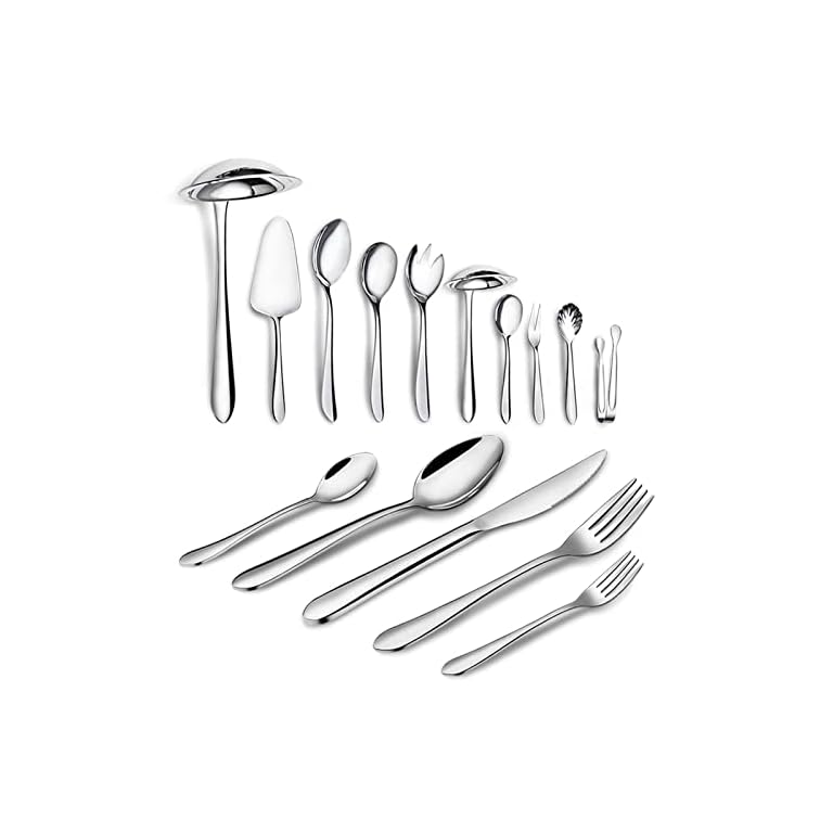 72 Piece Silverware Set For 12, Stainless Steel Flatware Set, Kitchen Cutlery Set, Includes Spoons Forks Knives and Serving Set, Dishwasher Safe