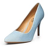 Trary Women’s High Heel Dress Pump Pointed Toe Shoe Classic Office Special Dressy Casual Denim Blue