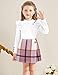 Aulyffo 4t Girls Clothes Size 5 Toddler Girl Outfits 5t White Ruffle Shirt Button Long Sleeve Tops + Pink Plaid Mini Skirt Shorts + Cute Hat 3Pcs Fashion Girls' Clothing Sets