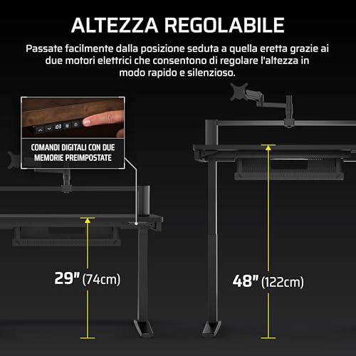 CORSAIR Platform:4 Elevate – 120 cm x 76 cm, Altezza Regolabile, Scrivania Elettrica per Computer da Gioco in Piedi, Preimpostazioni di Memoria, Supporto per Monitor Incluso – Nero - Immagine 3