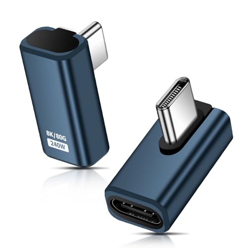 2 Stück USB C Extender Adapter 90 Grad, 80Gbps USB C Stecker zu Buchse Zwischen Winkel Adapter, 240W Thunderbolt 5 Extension Connector für iPhone 15/16, Tablet, Telefone, andere Typ C Geräte (Grau) 2 Stück USB C Extender Adapter 90 Grad, 80Gbps USB C Stecker zu Buchse Zwischen Winkel Adapter, 240W Thunderbolt 5 Extension Connector für iPhone 15/16, Tablet, Telefone, andere Typ C Geräte (Grau)