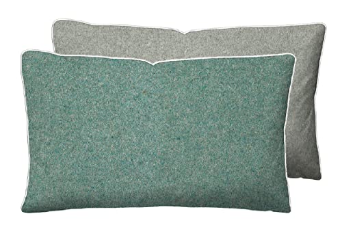 biberna Melange-Flanell Kissenbezug 40x60 cm, 100% Baumwolle, Biber, Flanell wärmend, weich & kuschelig, Reißverschluss, mit Paspel, Winter & Herbst, Uni, grün, Modell 0840500