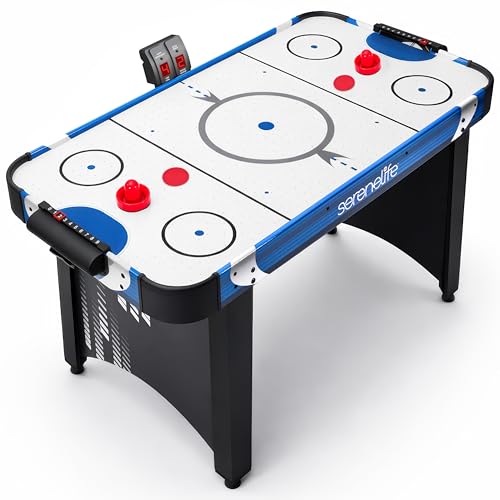 SereneLife 48' Air Hockey Game Table, w/Built-in Score Tracker & Puck Dispenser, Digital LED Scoreboard & Accessories