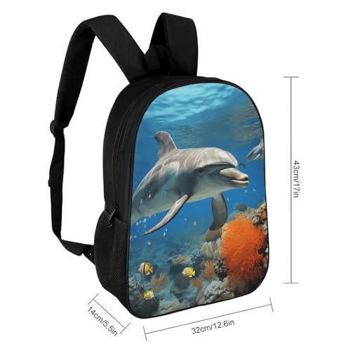 Dolphins Blue Backpack for Men Women, Heavy Duty Backpack Large Capacity, Durable Lightweight Travel Daypack2