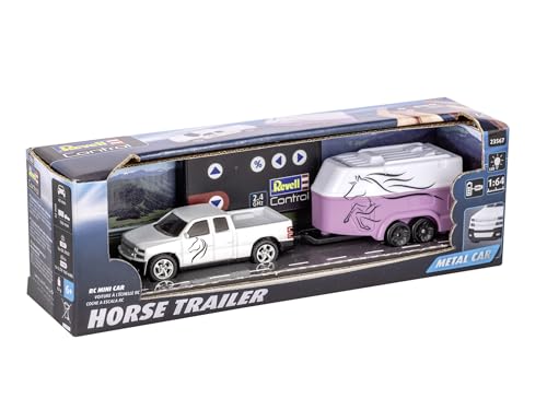 Revell Control I Mini samochód sterowany radiowo z przyczepą dla koni I w skali 1:64 I od 6 lat i Częstotliwość radiowa: GHz I Realistyczny design I Idealny do użytku wewnątrz i na zewnątrz Biały