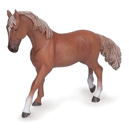 Papo - Realistic Chestnut English Thoroughbred Mare Figure - Ages 3+ - Horses Collection - Creative Play Equestrian World - Gift Idea Toy for Girls and Boys