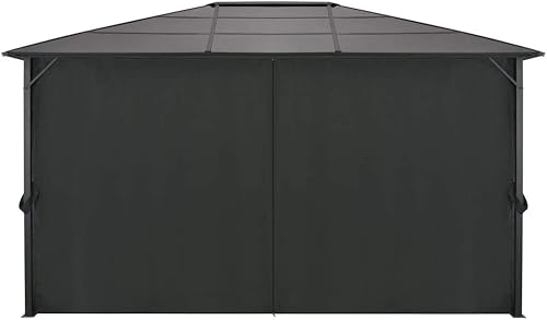 Miniatura 9 de vidaXL Gazebo con Cortina Aluminio 118" x 118" Negro