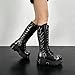 Knee High Flame Round Toe Thick Sole Platform Chunky Heels Women Shoes Plus Size Metal Decoration Fashion Gothic Punk Street Casual Shoes (Black, Adult, Women, 9.5, Numeric, US Footwear Size System, Medium)