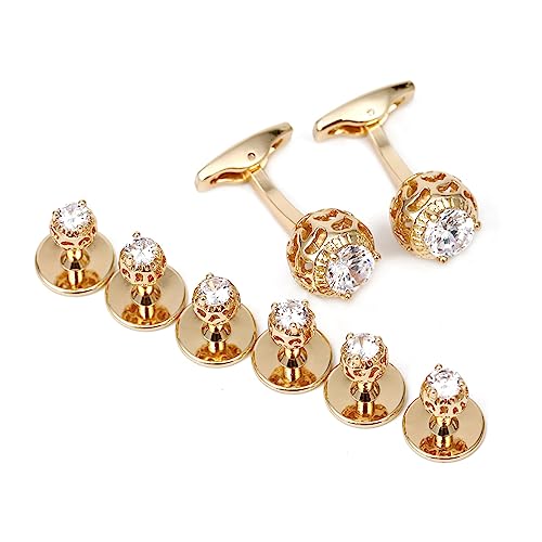 Gemelos de oro para hombre con 8 zirconia joyería fina de boda