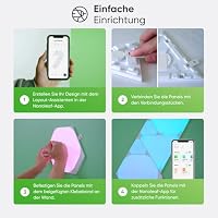 Nanoleaf Shapes Hexagon Starter Kit, 9 Smarten LED Panels RGBW - Modulare WLAN 16 Mio. Farben Wandleuchte Innen, Musik & Bildschirm Sync, Funktioniert mit Alexa Google Apple, für Deko & Gaming – Ansicht 6