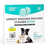 Uproot Clean Washing Machine Cleaner Tablets Ultra - 40% Stronger Formula: Designed for Pet Owners, Remove Residue, Grime & Odors, Compatible with HE, Top & Front Load, 24 Pack - 12 Month Supply