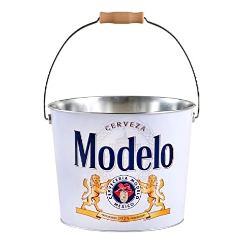 The Tin Box Company Modelo Beverage Bucket with Wire Handle Modelo (433317-12), White Cover