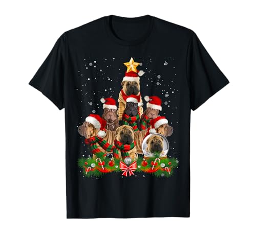 Funny Shar Pei Dog Christmas Tree T-Shirt for Men Women