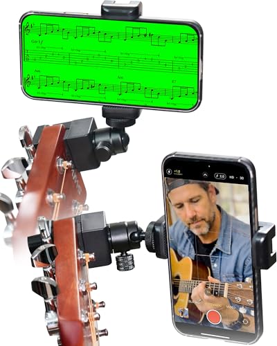 Guitar Phone Holder (Stable, Lightweight) Headstock Mount for Video Recording, Digital Sheet Music Accessories for Guitar/Electric Guitar/Bass | ORLNK GM1