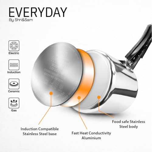 Image of Everyday Stainless Steel 3 Litre Belly Pressure Cooker, Mirror Finish, Inner Lid Design, Gas and Induction Compatible
