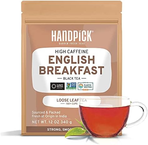 HANDPICK, Green Tea Loose Leaf (255g/9oz) +100 Cups | Non-GMO, 100% Pure Green Tea Leaves Sourced from Himalayas, India | Resealable Ziplock Pouch