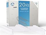 RSR Hangers Hosenbügel Weiß 20 Stück XL PUC Hosenspanner Kleiderbügel Kunststoff 42 cm | rutschfeste gummierte und verstellbare Klammern | 360° drehbarer Haken | platzsparend | Made in Germany