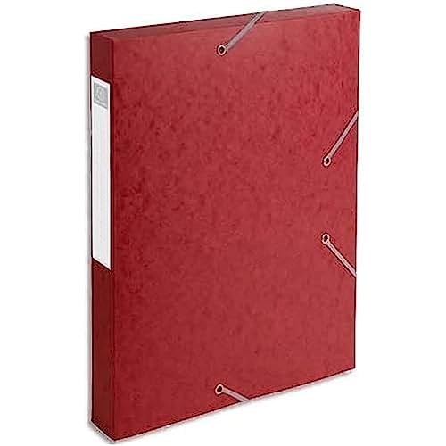 Exacompta - Ref 14009H - Cartobox Pressboard Filing Box - 25 x 33cm, Suitable for A4 Documents, Elastic Straps on 2 Corners, 40mm Spine, FSC-Certified - Red (Pack of 10)