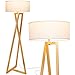 Brightech"Z" Wood Tripod Rustic Floor Lamp - Mid Century Modern, Standing LED Light for Living Rooms - Tall Lighting for Contemporary Bedrooms & Offices